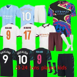 23 24 fans Player version HAALAND SOCCER JERSEYS 2023 2024 MANS CITIES 4th GREALISH STERLING MAHREZ DE BRUYNE FODEN RODRIGO football shirt men kids kit uniform