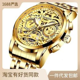 2024 hollowed out dial fully automatic movement quartz watch for mens calendar waterproof night light non mechanical bowl watch