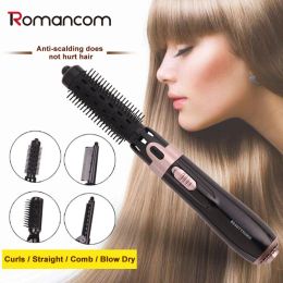 Irons Hair Dryer Hot Air Brush 4 IN 1 Hair Curler Straightener Comb Negative Ion Curls Hair Styling Tools Electric Ion Dryer Brush