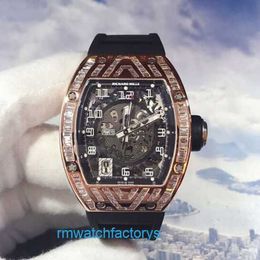 RM Watch Pilot Watch Popular Watch RM010 Series Rose Gold Back Set T Diamond RM010 Date Display Fully Hollow out