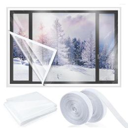 Window Stickers Thermal Insulation Kit Reusable Waterproof Film With Adhesive Straps For Cover