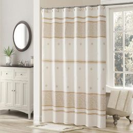 Shower Curtains Sevillle Farmhouse Tan Classic Polyester Waterproof Fabric Modern Printed Decorative Cream Curtain