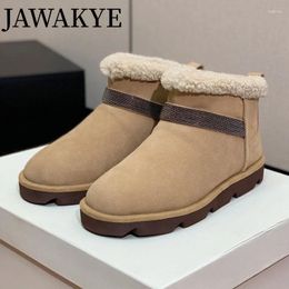Boots Brand Suede Ankle Thick Bottom Flat Women's Motorcycle Slip On Fur Inside 2024 Winter Leather