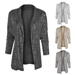 Women's Suits Long Sleeve Lady Jacket Sequin Cardigan For Women Shiny Open Stitch Club Stage Performance Ol Commute