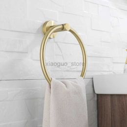 Towel Rings Brushed Gold Bath Towel Ring Holder Hook Gold Brushed Bronze Golden Towel Rack Stainless Steel Wall Mounted 240321