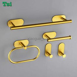 Towel Rings No Drill Bathroom Accessories set Gold Towel Bar Rack Towel Rail Black Towel Ring Toilet Paper Holder Wall-mounted Robe Hook 240321