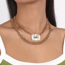 Chains Accessories Thick Chain Punk Style Exaggerated Necklace Stacked With Rhinestone Eyes Hip-hop