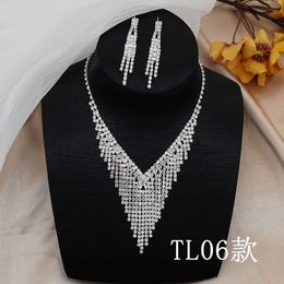 Every home straight water diamond necklace bride wedding dress full of diamond earrings set chain dinner will accessory necklace