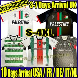 S-4XL 2023 2024 2025 Palestine soccer Jerseys Black Center Stripe (Red/Green English) Shirt War Justice March Palestinos Football uniform