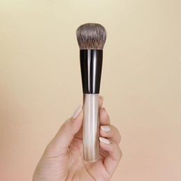 Makeup Brushes Qiaolianggong Professional Handmade Brush Canadian White Squirrel Hair Flat Top Powder Cow Horn Handle