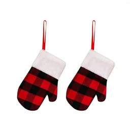 Party Decoration Christmas Decorations Creative Glove Pendant Plaid Small Gloves Knife And Fork Set Candy Bag Tree 2024