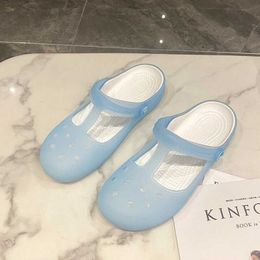 Slippers Women Blue Summer Sandals Rubber Jelly Shoes Non Slip Comfort Slipper And Sandal Hot Sale Beach Indoor Slides01N6MJ H240322