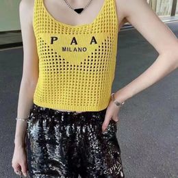 Women's T-Shirt Designer Shirt Casual Knit Cut-Out Vest Inverted Triangle Embroidered Letters T-Shirt High Quality Fashion Street Women's 24ss