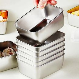 Storage Bottles 1 Pc Stainless Steel Refrigerator Food Box With Plastic Lid Prepare Freshness Preservation Picnic