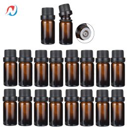 Bottles 24pcs 5ml 10ml 15ml Amber Essential Oil Glass Bottles With Black Cap Refillable Dropper Bottles for massage oil Pipette Bottles