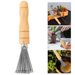 Decorative Flowers Flower Arrangement Cleaner Arranging Tool Stainless Steel Rake Wooden Handle Cleaning