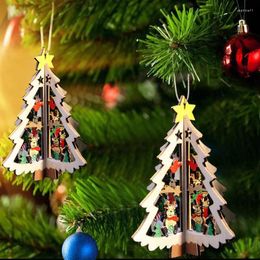 Christmas Decorations 3D Wooden Decoration Xmas Tree Pendant Embellishments Hanging Home Party Bauble Drop Ornaments