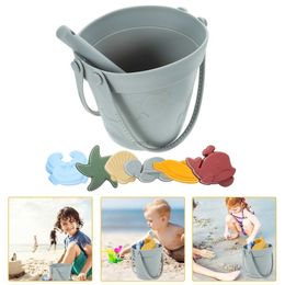 Sand Play Water Fun 8Pcs Kids Beach Toys Set Beach Bucket Silicone Sand Mould Sand Toys Set Summer Outdoor Toys for Children Boys Kids 240321
