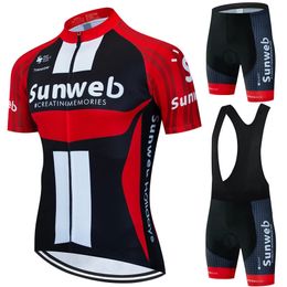 Sunweb Jersey Cycling Mens Pants Gel Bicycles Bib Clothing Sports Kit Road Bike Uniform Mtb Blouse Bicycle Equipment Man 240311