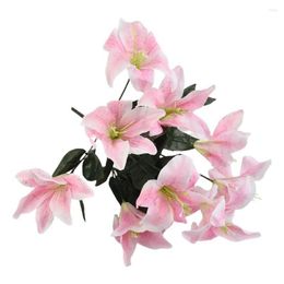 Decorative Flowers Wreaths 8 Exquisite 45Cm Artificial Flower Spray 10 Stargazer Lillies Perfect For Home And Decor Durable Stunning D Ot0O5