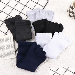 Mens Socks Soft Casual Five Toe Running Solid Colour Sports Middle Tube Five-Finger Drop Delivery Apparel Underwear Otcr5