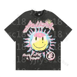 American fashion brand Abstract body adopts fun print vintage high quality double cotton designer casual short sleeve T-shirts for men and women M-5