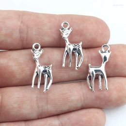 Charms Fashion 20Pcs 11 22mm Antique Silver Color Cute Deer Necklace Earrings Pendant For Women DIY Jewelry Making Wholesale