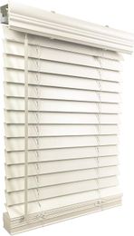 Window And Floor 2" Faux Wood 47.5" W x 60" H, Inside Mount Cordless Blinds, White