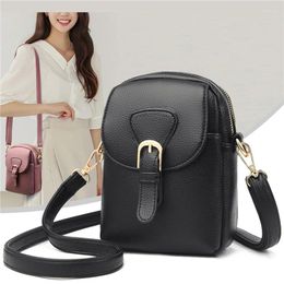 Shoulder Bags Vintage PU Leather Women Small Crossbody Handbags Solid Color Flap Phone Pouch Purse Casual Ladies Messenger