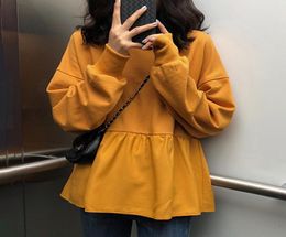 4 Colours Ruffles Hoodies Sweatshirt Korean Loose Hoodies Women Oversize Pullover Long Sleeve Autumn Sweatshirt Harajuku Top Full5912695