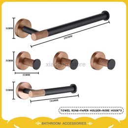 Towel Rings Bathroom Hardware Accessories Stainless Steel Towel Ring Bar Toilet Paper Rack Coat Hook Tissue Holder Set Brushed Rose Gold 240321