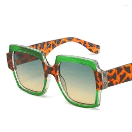 Sunglasses Retro Trendy Square For Women Oversized Brand Designer Luxury Green Sun Glasses Unisex Ins Shades Eyewear
