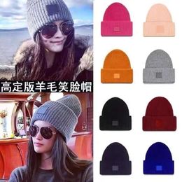 designer Smiling Face Cold Hat Womens Autumn Winter Wool Ac Korea Tide Net Red Couple Cashmere Knitted Hat Wool Hat