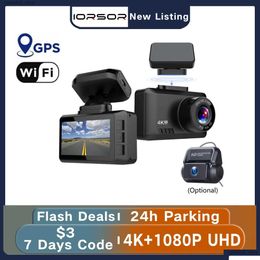 Car Dvr Car Dvrs Dvr Dashcam 4K Gps Wifi 24H Parking Monitor Dash Cam For Camera Mini Para Coche Front And Rear Dual Video Registrator Otwlz