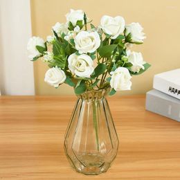 Decorative Flowers 10head/Bouqueut Artificial Silk Rose Flower Wedding Decoration DIY Handwork Arrangement Fake For Home Decor