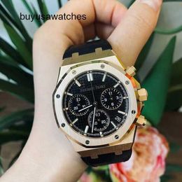 Minimalist Elegant AP Wrist Watch Mens Watch Royal Oak Series 26240or Rose Gold Black Belt Mens Fashion Leisure Business Sports Back Transparent Mechanical Watch