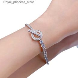 Charm Bracelets S925 Silver OT All Diamond Asymmetric Set Round Diamond Exit Premium Q240321