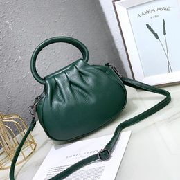 Totes Luxury Ruched Design Cowhide Leather Shoulder Bags For Women Handbags Real Skin Hobo Crossbody Bag Small Mother Purse