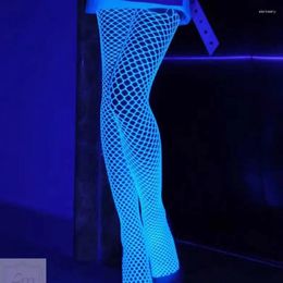 Women Socks Luminous Glowing Fishnet Stockings Tights High Waist Leggings Thigh Highs Stocking For Girls