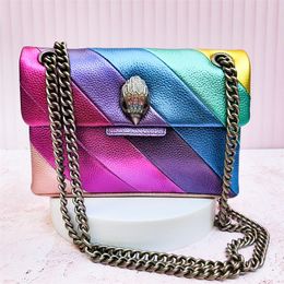 Kurt Geiger Handtaschen Schulter Regenbogen Tasche Streifen Luxus Designer Geldbörsen Clutch Hobo Tote Herz Taschen London Damen Herren klassische Klappe Leder Umhängetasche Umschlagtaschen