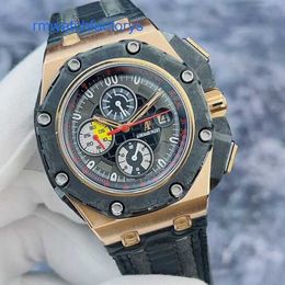 Crystal AP Wrist Watch Royal Oak Offshore Series 26290RO Forged Carbon Ring 18K Rose Gold Material Timing Automatic Mechanical Mens Watch 44mm