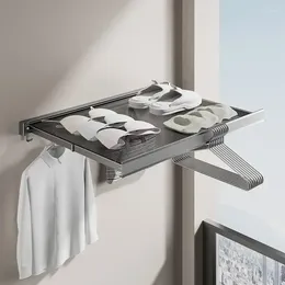 Hangers Retractable Wall-Mounted Drying Rack For Laundry Clothes Hanging With Hook & Net Anti-rust Organizer