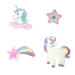 Iron on Patch Set Embroidery Unicorn Patch Cartoon Patch For Clothing Embroidered Patches Stripes On Clothes Sew Applique Sticker