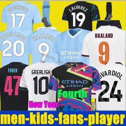 23 24 HAALAND Fourth SOCCER JERSEYS DRAGON GREALISH GVARDIOL MANS CITIES ALVAREZ DE BRUYNE FODEN City 4th 2023 2024 fans player football shirts men kids kit uniform