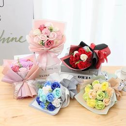 Decorative Flowers Soap For Making Bouquets Flower Bouquet With Packaging Bag Mother's Day Gift Mini Artificial Wedding Party Decor