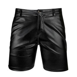 Mens Leather Shorts Elastic Fashion PU Leather Short Pants Dance Party 240320