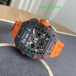 RM Watch Business Calendar Wrist Watch Rm11-03 Automatic Mechanical Watch Rm11-03 Carbon Fibre Sports Machinery Hollow Out Fashion Casual Timepiece