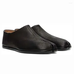 Casual Shoes Men Soft Leather Split Toe Office Business Flats Daily Outside Breathable Loafers Solid Colour Comfortable