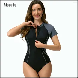 Women's Swimwear 2024 One Piece Swimsuits Sport Rashguard Women Surf Short Sleeve Swimming Suits For Beachwear (UPF 50 )