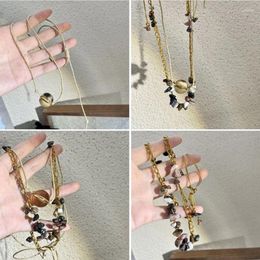 Chains Crushed Stone Crystal Pendant Necklace Vintage Clavicle Chain Layered Choker 066C